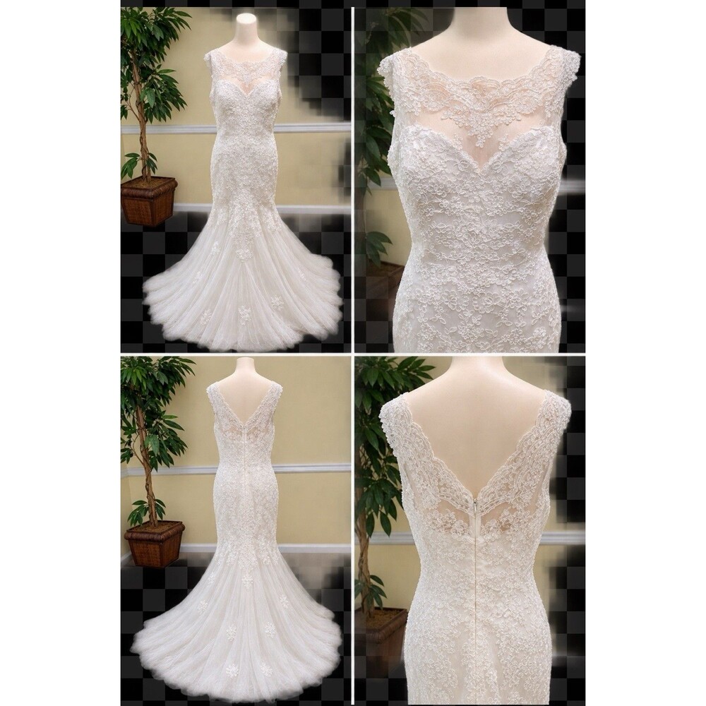 Dave & Johnny Lace and Tulle Fitted Bodice Mermaid Weddding Dress Size 16